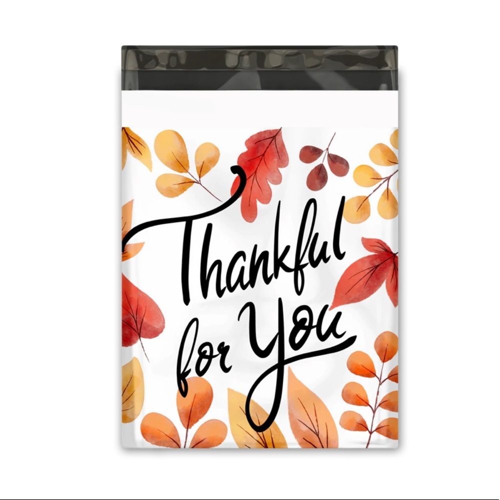50 10X13 Poly Mailers Fall Leaf Thankful, Shipping Envelopes PRICE IS FIRM - Picture 5 of 7